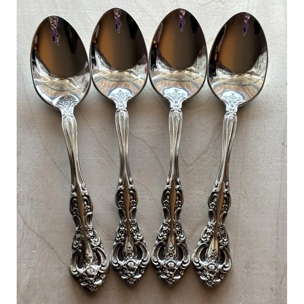 Oneida Michelangelo Stainless Flatware Cube LOT of 4 Teaspoons 6